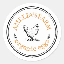 ヴィンテージパーソナライズされたファームハウスチキンエッグ ラウンドシール