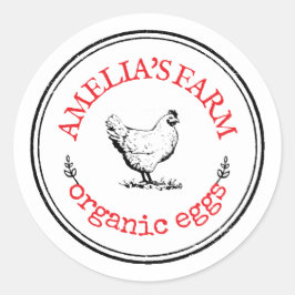 ヴィンテージパーソナライズされたファームハウスチキンエッグ ラウンドシール