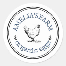 ヴィンテージパーソナライズされたファームハウスチキンエッグ ラウンドシール
