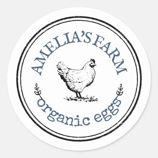 ヴィンテージパーソナライズされたファームハウスチキンエッグ ラウンドシール (正面)