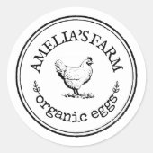 ヴィンテージパーソナライズされたファームハウスチキンエッグ ラウンドシール (正面)