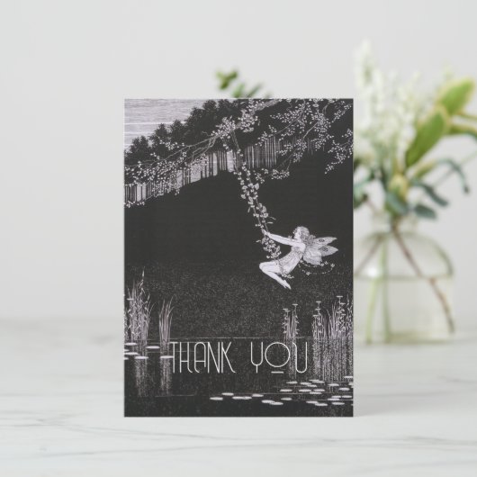 ヴィンテージパーソナライズされたフェアリーイラストレーション、レトロ サンキューカード (スタンド正面)