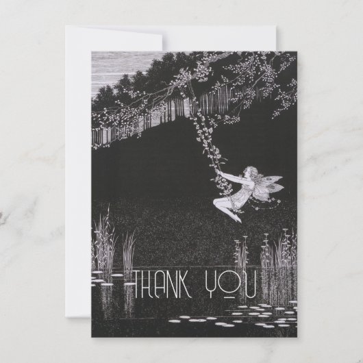 ヴィンテージパーソナライズされたフェアリーイラストレーション、レトロ サンキューカード (正面)