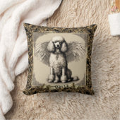 ヴィンテージパーソナライズされたフランスのプードルエンジェル クッション (ブランケット)