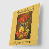 ヴィンテージパーソナライズされたフルーツと花の壁時計 スクエア壁時計 (傾斜)