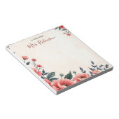 ヴィンテージパーソナライズされたフローラアクセント先生 ノートパッド (アングル)