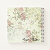 ヴィンテージパーソナライズされたフローラ写生鳥手帳 ノートブック (裏面)