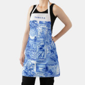 ヴィンテージパーソナライズされたブルーとホワイトのジャポネズリー エプロン (インサイチュ)