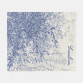 ヴィンテージパーソナライズされたブルーツリー フリースブランケット (正面(横))