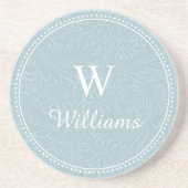 ヴィンテージパーソナライズされたブルーラークスパーフラワーパターン コースター (正面)