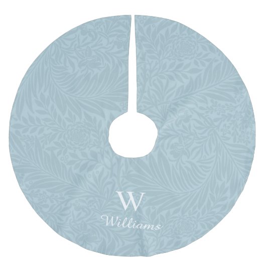 ヴィンテージパーソナライズされたブルーラークスパーフラワーパターン ブラッシュドポリエステルツリースカート (正面)