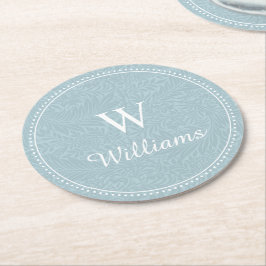 ヴィンテージパーソナライズされたブルーラークスパーフラワーパターン ラウンドペーパーコースター