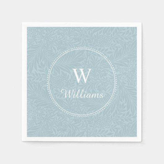 ヴィンテージパーソナライズされたブルーラークスパーフラワー スタンダードカクテルナプキン (正面)
