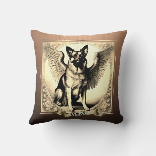 ヴィンテージパーソナライズされたブロンズドイツ羊飼い クッション (裏面)