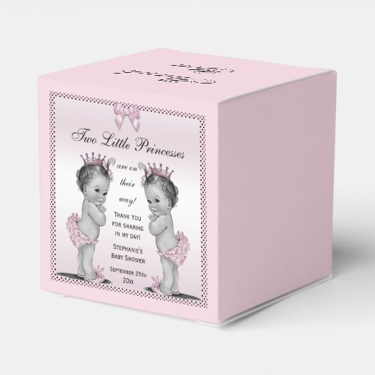 ヴィンテージパーソナライズされたプリンセスツインズベビーシャワー フェイバーボックス (裏面サイド)