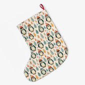 ヴィンテージパーソナライズされたペンギンクリスマス ラージクリスマスストッキング (裏面 (吊り時))