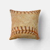 ヴィンテージパーソナライズされたホワイトベースボールレッドステッチ クッション (裏面)