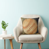 ヴィンテージパーソナライズされたホワイトベースボールレッドステッチ クッション (椅子)