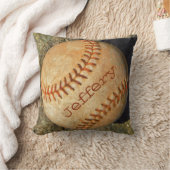 ヴィンテージパーソナライズされたホワイトベースボールレッドステッチ クッション (ブランケット)