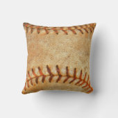 ヴィンテージパーソナライズされたホワイトベースボールレッドステッチ クッション (裏面)