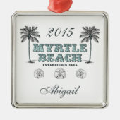 ヴィンテージパーソナライズされたマートルビーチSCクリスマス メタルオーナメント (正面)