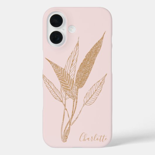 ヴィンテージパーソナライズされたミニマル植物用ピンク Case-Mate iPhoneケース (裏面)