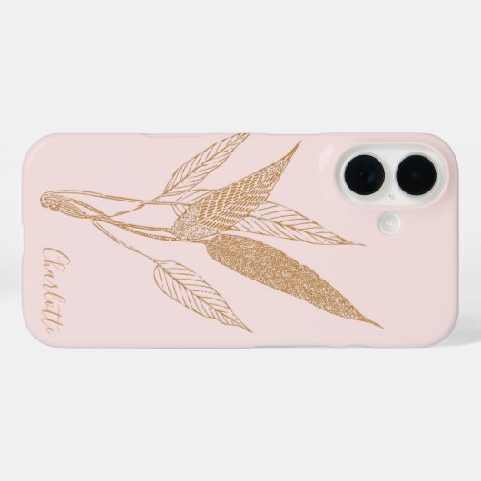 ヴィンテージパーソナライズされたミニマル植物用ピンク Case-Mate iPhoneケース (裏面 (横))