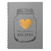 ヴィンテージパーソナライズされたメーソンjarレシピ手帳 ノートブック (正面)
