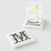 ヴィンテージパーソナライズされたモノグラム文字コースター ストーンコースター (横)