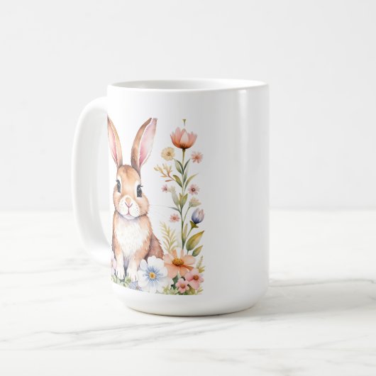 ヴィンテージパーソナライズされたラビット祖母のイースターマグ コーヒーマグカップ (正面左)