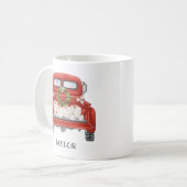 ヴィンテージパーソナライズされたレッドトラッククリスマス コーヒーマグカップ (正面左)