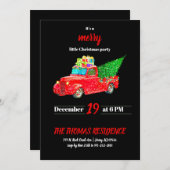 ヴィンテージパーソナライズされたレッドトラッククリスマス 招待状 (正面/裏面)