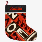 ヴィンテージパーソナライズされたレッドノールクリスマス ラージクリスマスストッキング (正面)