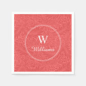 ヴィンテージパーソナライズされたレッドヒラクスパーフラワー スタンダードカクテルナプキン (正面)