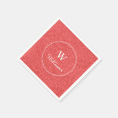 ヴィンテージパーソナライズされたレッドヒラクスパーフラワー スタンダードカクテルナプキン (角)