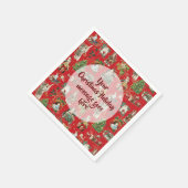 ヴィンテージパーソナライズされたレトロフェスティバルレッド スタンダードカクテルナプキン (角)