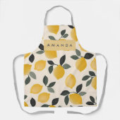 ヴィンテージパーソナライズされたレモンと緑の離れ エプロン (正面)