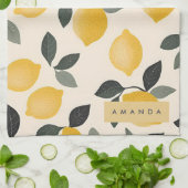 ヴィンテージパーソナライズされたレモンと緑の離れ キッチンタオル (折り畳み)