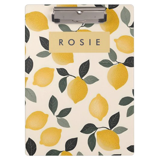 ヴィンテージパーソナライズされたレモンと緑の離れ クリップボード (正面)