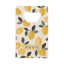 ヴィンテージパーソナライズされたレモンと緑の離れ クレジットカード栓抜き