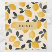 ヴィンテージパーソナライズされたレモンと緑の離れ ワインラベル (シングルラベル)