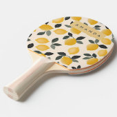 ヴィンテージパーソナライズされたレモンと緑の離れ 卓球ラケット (正面アングル)