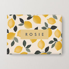 ヴィンテージパーソナライズされたレモンと緑の離れ 缶バッジ