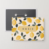 ヴィンテージパーソナライズされたレモンと緑の離れ 缶バッジ (正面/裏面)