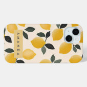 ヴィンテージパーソナライズされたレモンと緑の離れ Case-Mate iPhoneケース (裏面 (横))