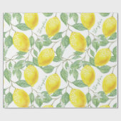 ヴィンテージパーソナライズされたレモンフルーツ、葉フラワーズ ラッピングペーパー (フラット)