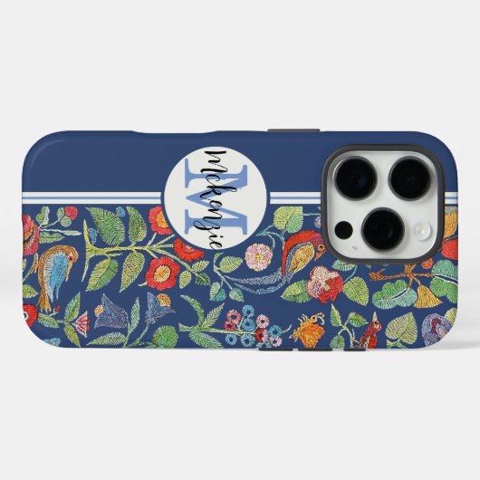 ヴィンテージパーソナライズされた刺繍模様 Case-Mate iPhoneケース (裏面 (横))