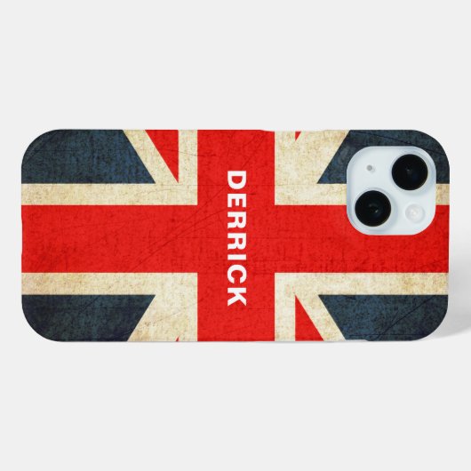 ヴィンテージパーソナライズされた名はっきりしたタイポグラフィUKフラグ Case-Mate iPhoneケース (裏面 (横))