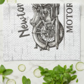 ヴィンテージパーソナライズされた名バイクもしくは自転車に乗る人庫 キッチンタオル (折り畳み)