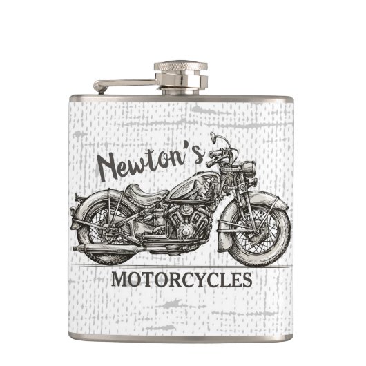 ヴィンテージパーソナライズされた名バイクもしくは自転車に乗る人庫 フラスク (正面)